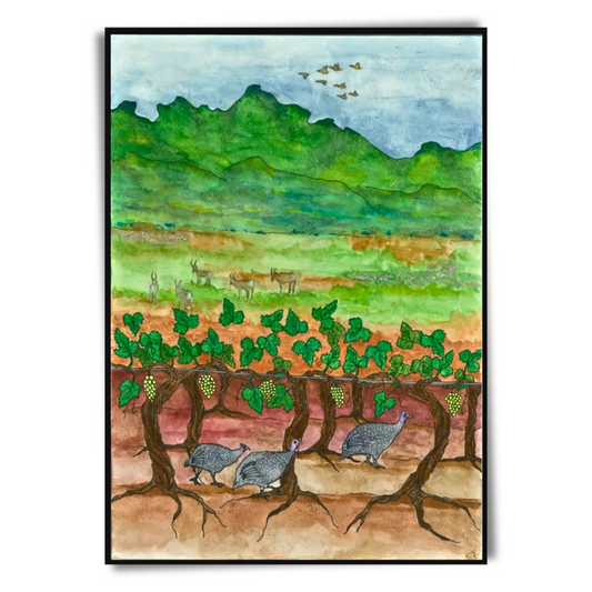 Guinea Fowl under Grapes Print