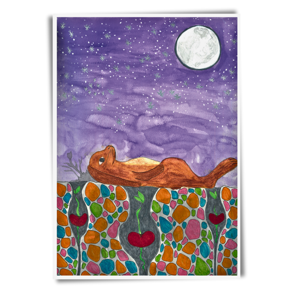 Rabbit Under Stars Postcard