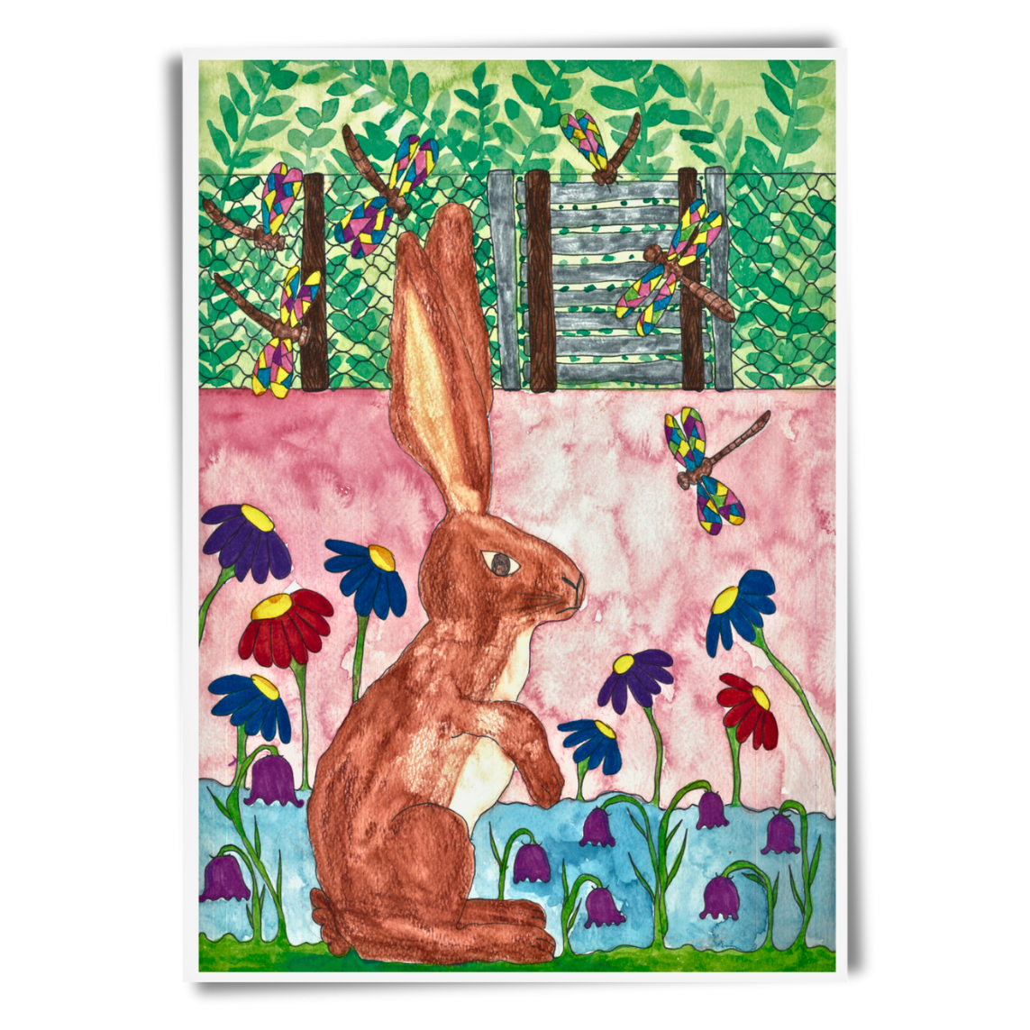 Brown Rabbit in Daisies Postcard