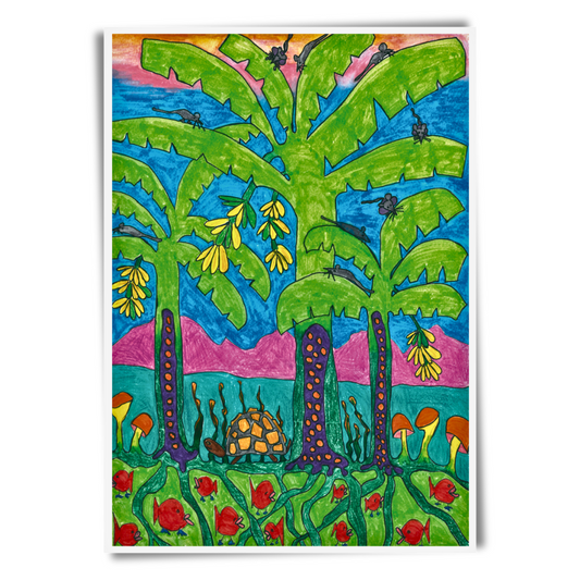 Banana Tree & Tortoise Postcard